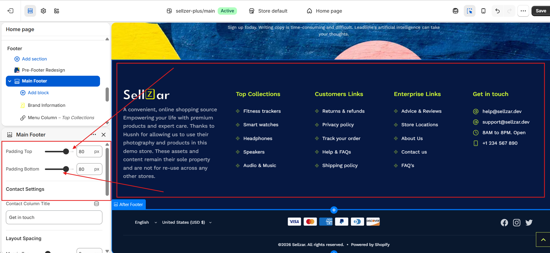 Footer Customizer Settings